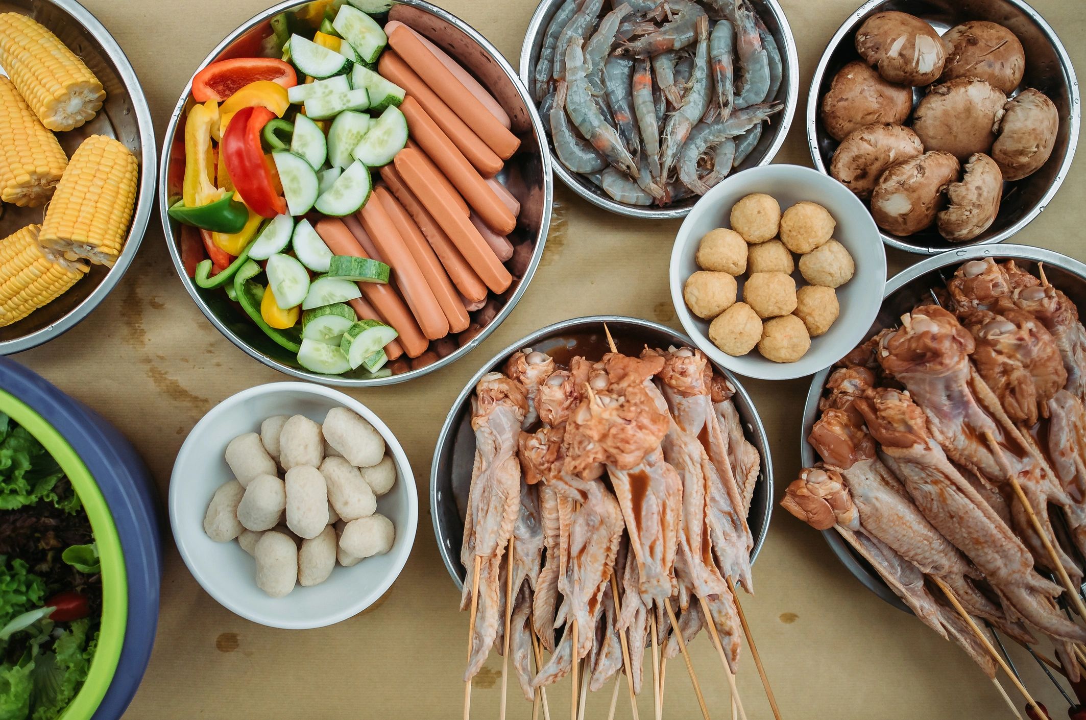BBQ spread on a table for a group
