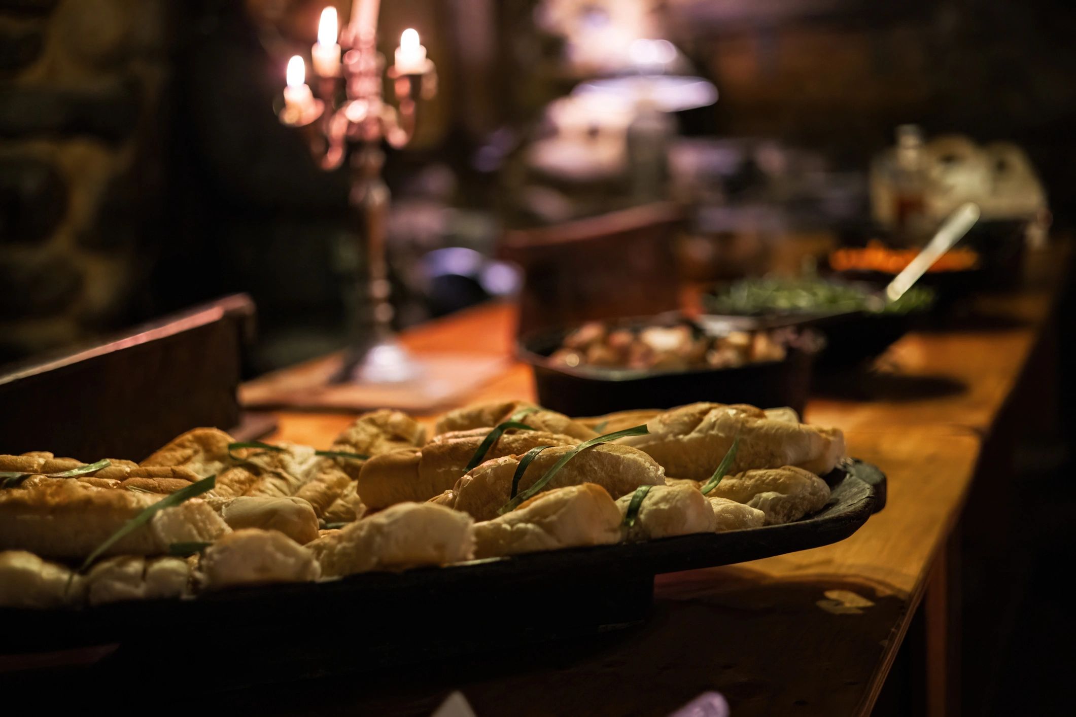 Buffet-style food display for an event